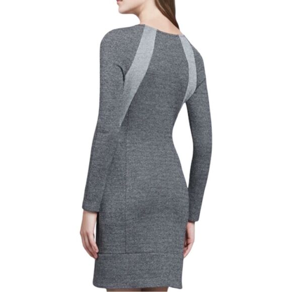 Theory  Chayenne Two-Tone Front-Zip Long Sleeve Mini dress Women 4 - Picture 2 of 14